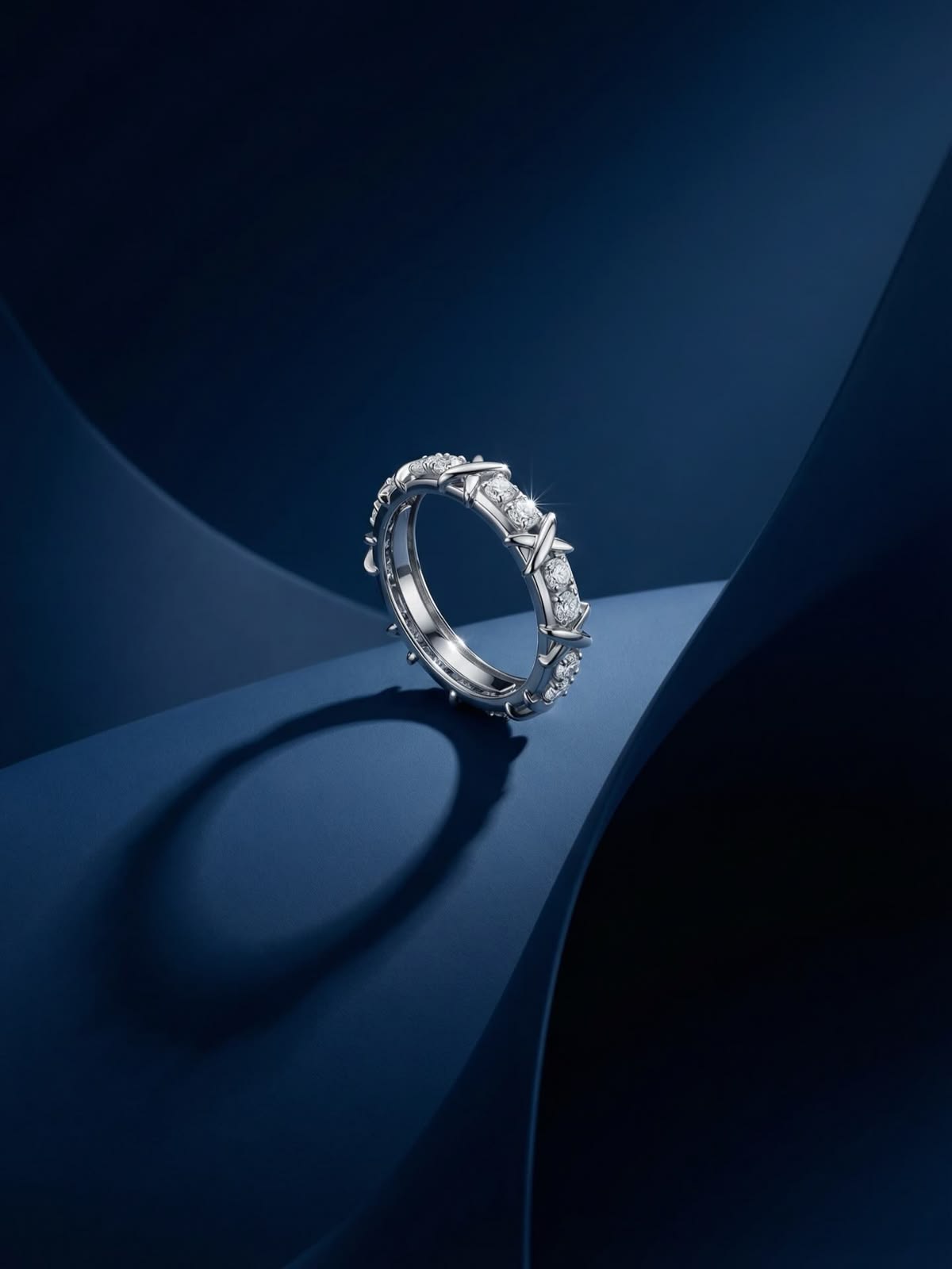 A diamond ring photographed in close detail
